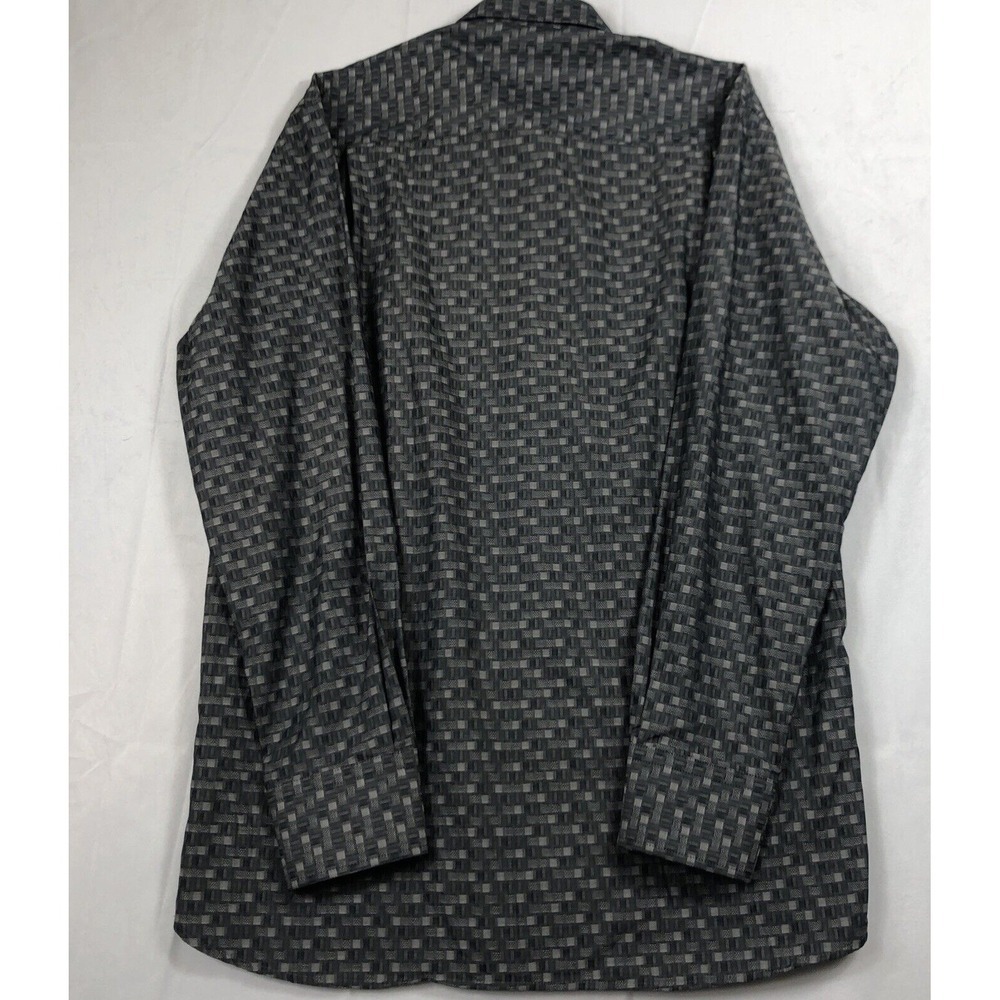 Visconti Black Shirt Men's MED Black Gray Weaved Button Up Long Sleeve Flip Cuff - Picture 5 of 9
